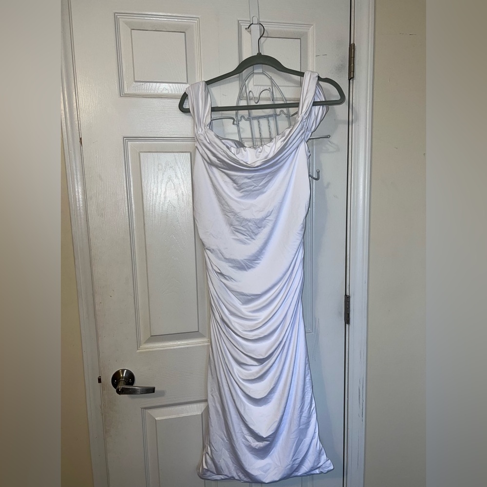 White ruched dress